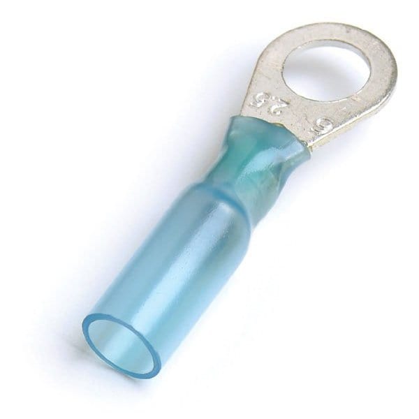 Ring Terminal, 3/8 in Stud Size, 600 V, Heat Shrink Insulated, 50 PK