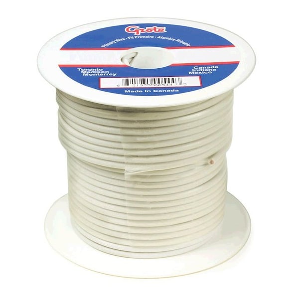 Primary Wire, GPT, 10 AWG, Copper, White, PVC Jacket, Stranded