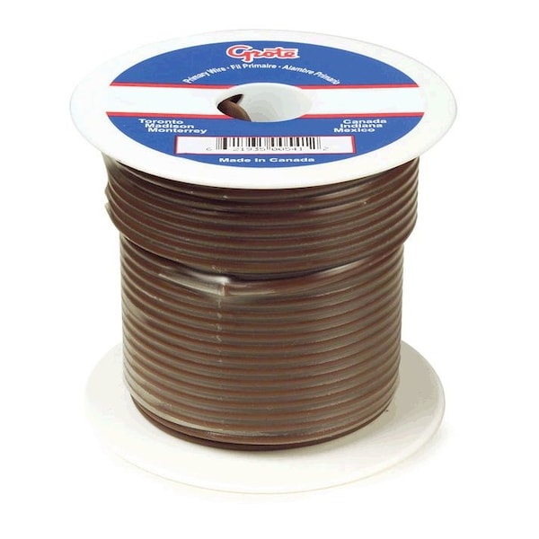 Primary Wire, GPT, 12 AWG, Copper, Brown, PVC Jacket, Stranded