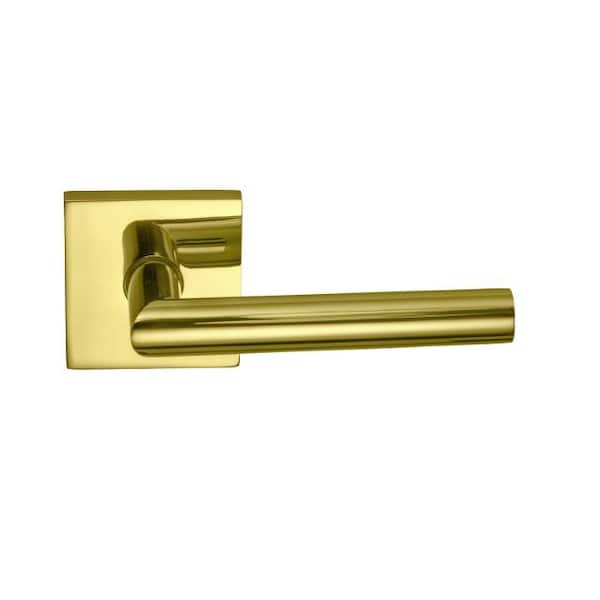 Lever Square Rose Pass Lever 2-3/8" BS T Strike Bright Brass 912