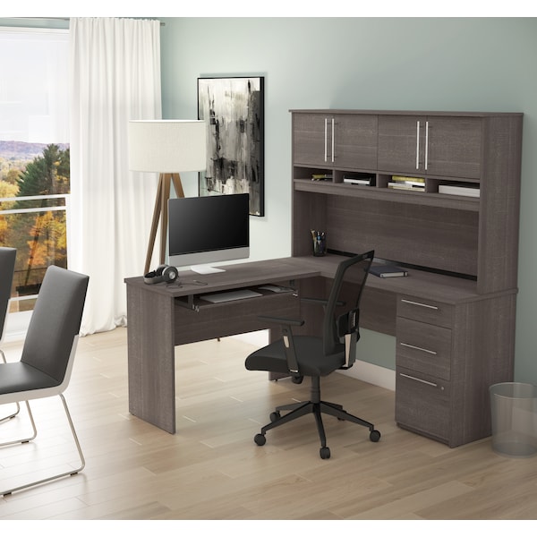 Innova Plus L-Shaped Desk, Bark Gray