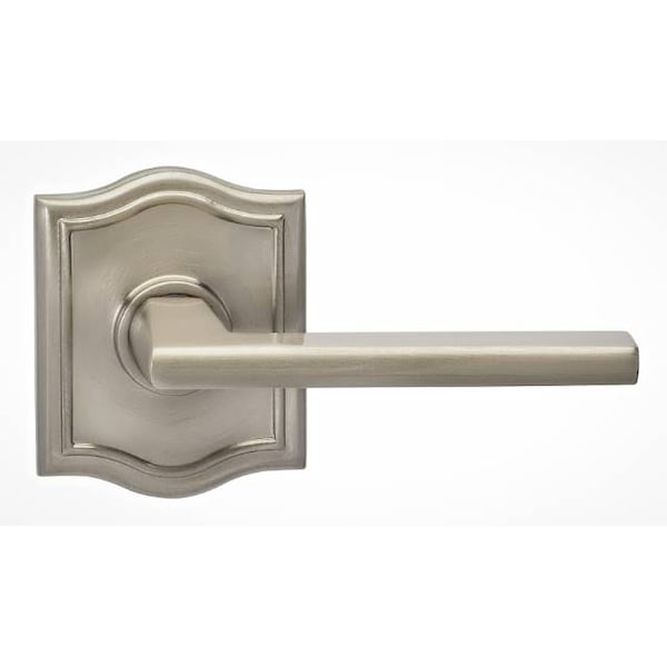 Arched Rose Passage Lever 2-3/8" Backset, T Strike Satin Nickel 925