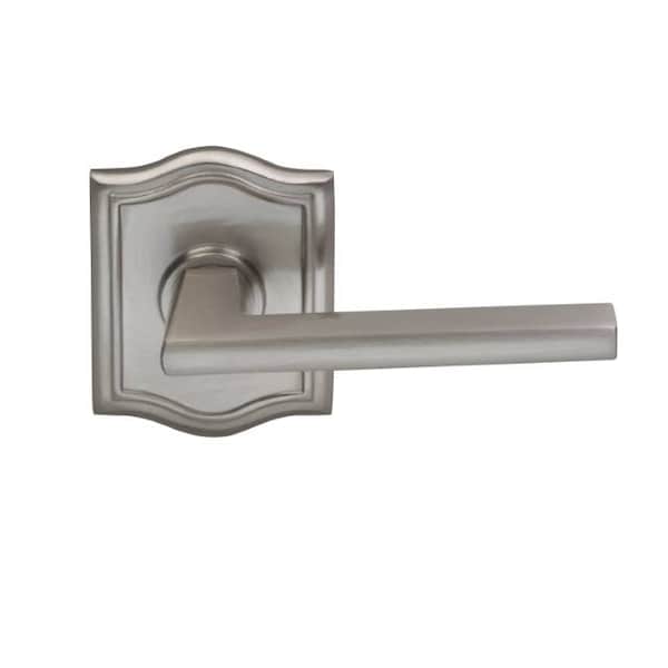 Arched Rose Privacy Lever 2-3/8" Backset, T Strike Satin Nickel 925