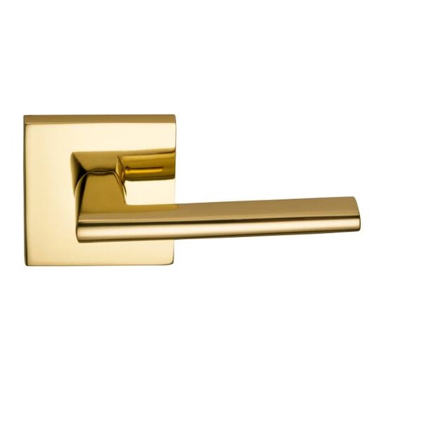 Square Rose Passage Lever 2-3/4" Backset, T Strike Bright Brass 925