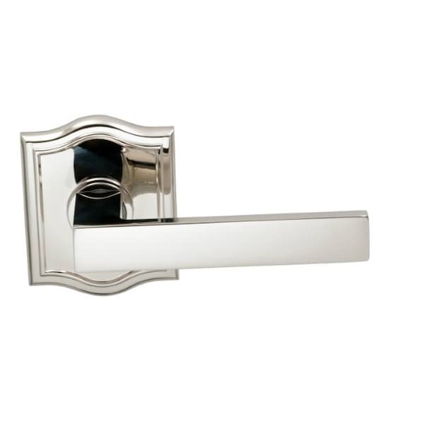 Arched Rose Passage Lever 2-3/4" Backset, T Strike Bright Nickel 930