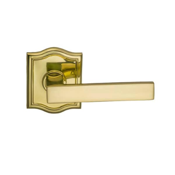 Arched Rose Privacy Lever 2-3/4" Backset, T Strike Bright Brass 930