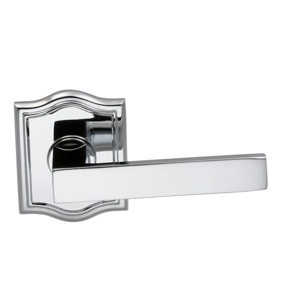 Arched Rose Privacy Lever 2-3/4" Backset, T Strike Bright Chrome 930
