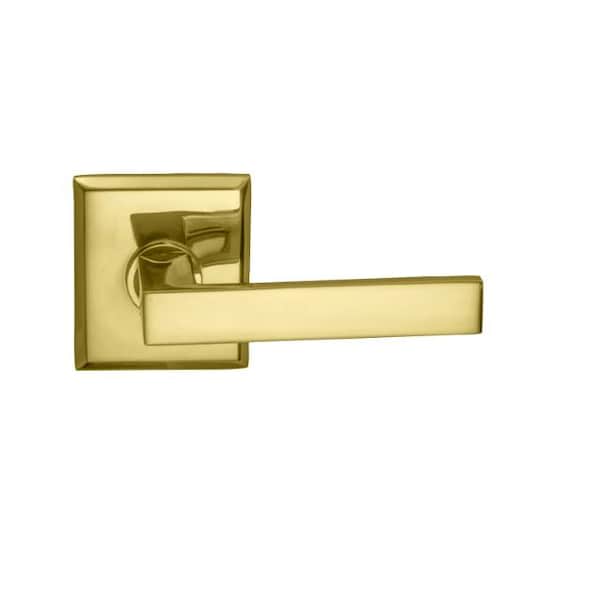 Rose Single Dummy Right Hand Lever Bright Brass 930 with Rectangular
