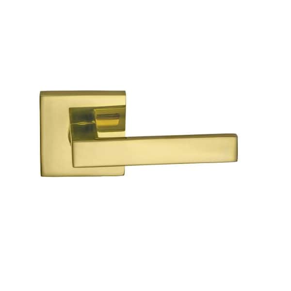 Square Rose Passage Lever 2-3/8" Backset, T Strike Bright Brass 930