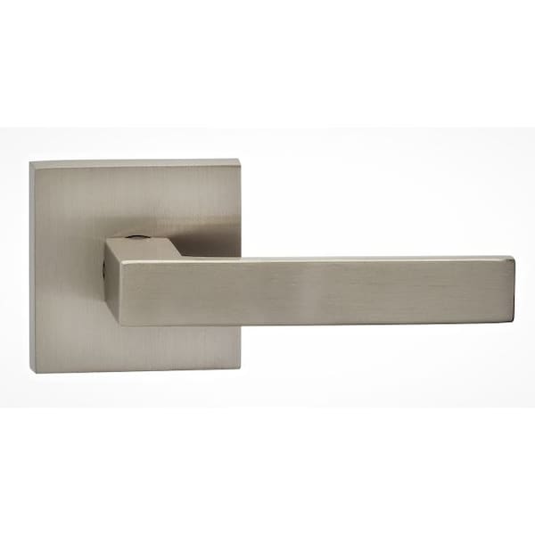 Square Rose Passage Lever 2-3/8" Backset, T Strike Satin Nickel 930