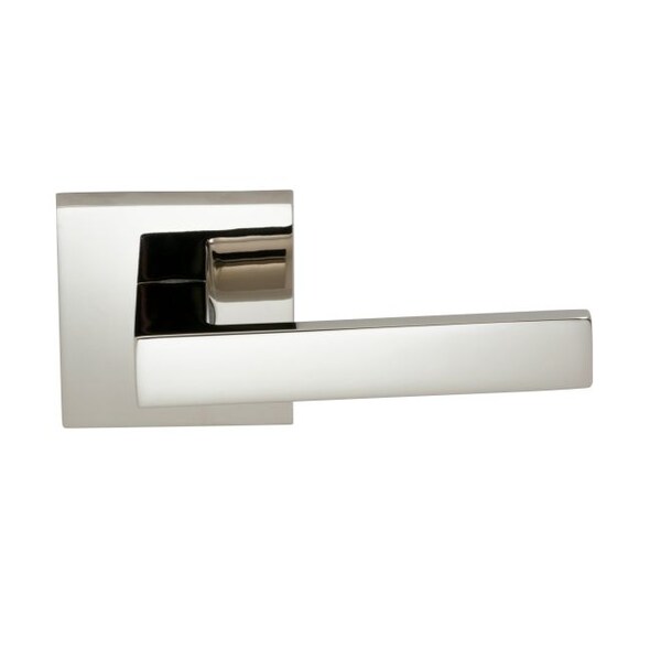 Square Rose Privacy Lever 2-3/8" Backset, T Strike Bright Nickel 930