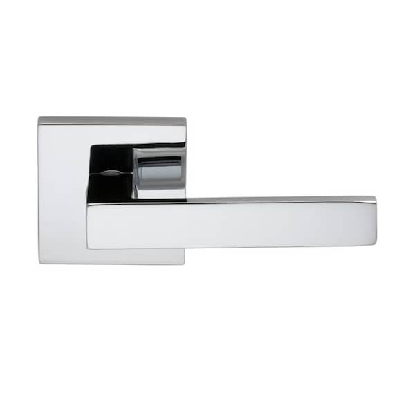 Square Rose Privacy Lever 2-3/8" Backset, T Strike Bright Chrome 930