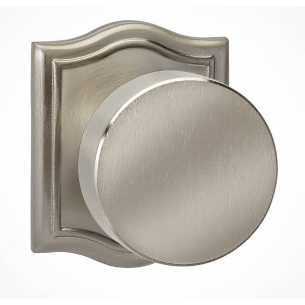 Arched Rose Pass Knob 2-3/8" BS Full Lip Strike Satin Nickel 935