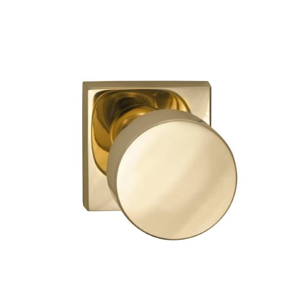 Square Rose Passage Knob 2-3/4" Backset, T Strike Bright Brass 935