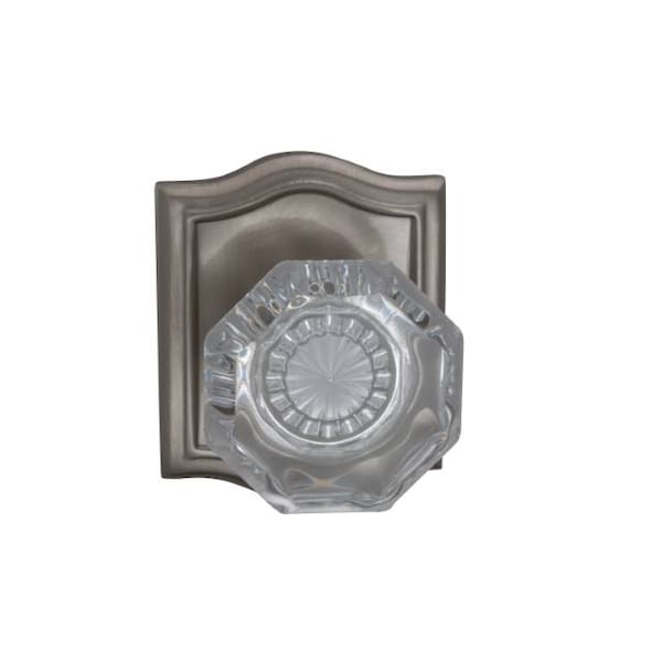 Arched Rose Privacy Knob 2-3/8" Backset, T Strike Satin Nickel 955