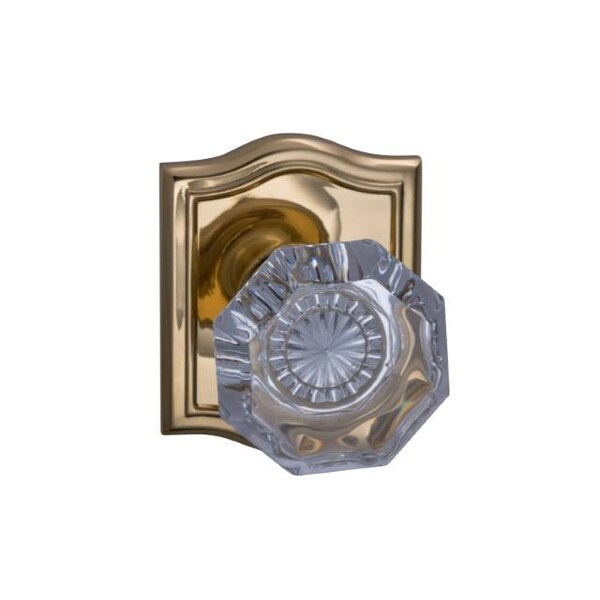 Arched Rose Privacy Knob 2-3/8" Backset, T Strike Bright Brass 955