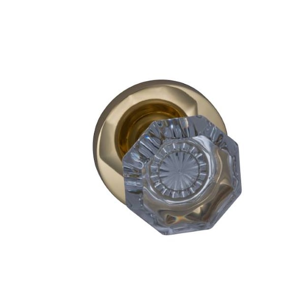 Modern Rose Passage Knob 2-3/8" Backset, T Strike Bright Brass 955