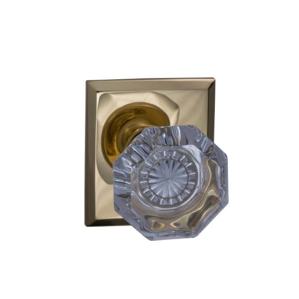 Rectangular Rose Pass Knob 2-3/4" BS Full Lip Strike Bright Brass 955