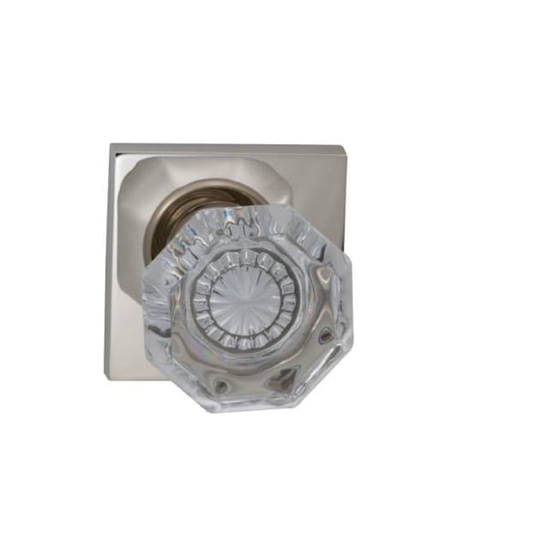 Square Rose Privacy Knob 2-3/8" Backset, T Strike Bright Nickel 955