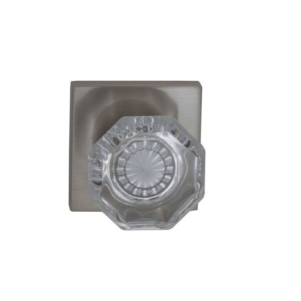 Square Rose Privacy Knob 2-3/8" Backset, T Strike Satin Nickel 955