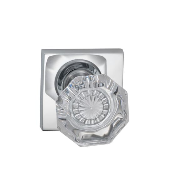 Square Rose Privacy Knob 2-3/4" Backset, T Strike Bright Chrome 955