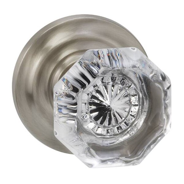 Traditional Rose Pass Knob 2-3/8" BS Full Lip Strike Satin Nickel 955