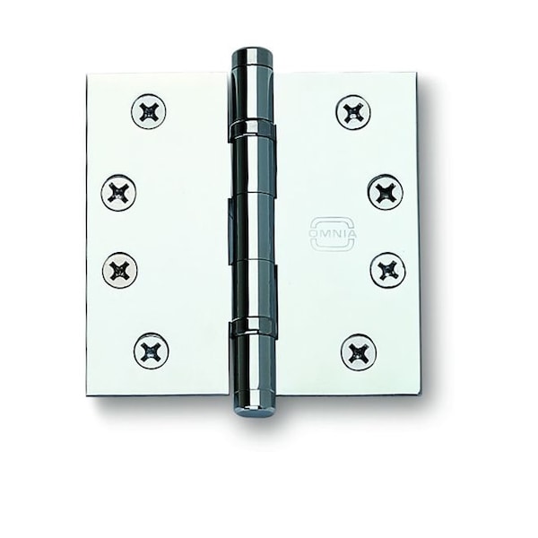 Square Ball Bearing Hinge with Button Tips Bright Chrome 4"x4"