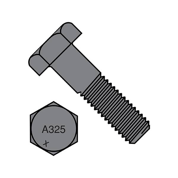 Grade A325, 7/8-9 x 4 in Structural Bolt, Plain Steel, 4 in L, 50 PK