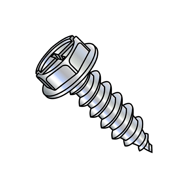 Sheet Metal Screw, #8-18 x 3/4 in, Zinc Plated Steel Flange Hex Head 8000 PK