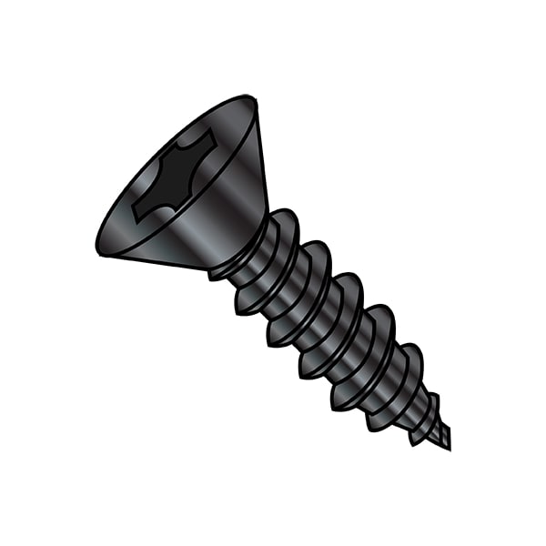 Sheet Metal Screw, #12-24 x 1-1/4 in, Zinc Black Steel Flat Head Phillips Drive, 4000 PK