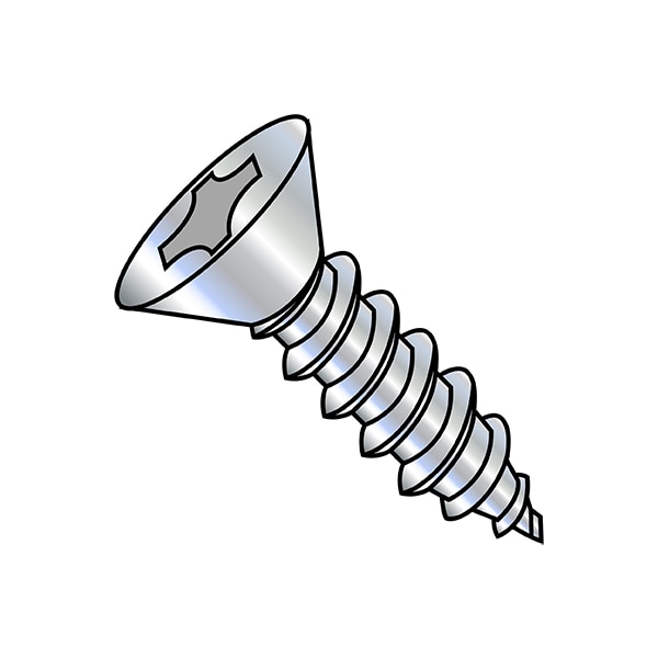 Sheet Metal Screw, #2-32 x 5/8 in, Zinc Plated Stainless Steel Flat Head Phillips Drive, 10000 PK