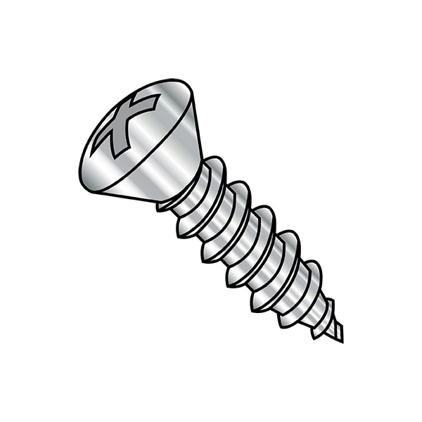 Sheet Metal Screw, #8 x 1 in, Plain 18-8 Stainless Steel Oval Head Phillips Drive, 4000 PK