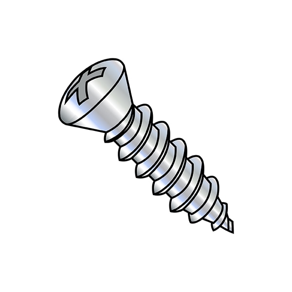 Self-Drilling Screw, #8-18 x 7/8 in, Zinc Plated Steel Oval Head Phillips Drive, 8000 PK