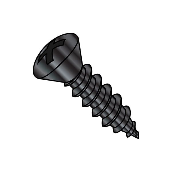 Sheet Metal Screw, #6-20 x 5/8 in, Zinc Black Steel Oval Head Phillips Drive, 10000 PK