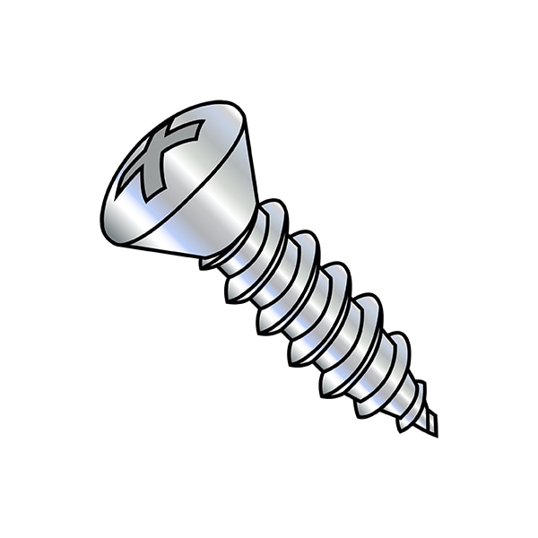 Sheet Metal Screw, #6-20 x 3/8 in, Zinc Plated Stainless Steel Oval Head Phillips Drive, 10000 PK
