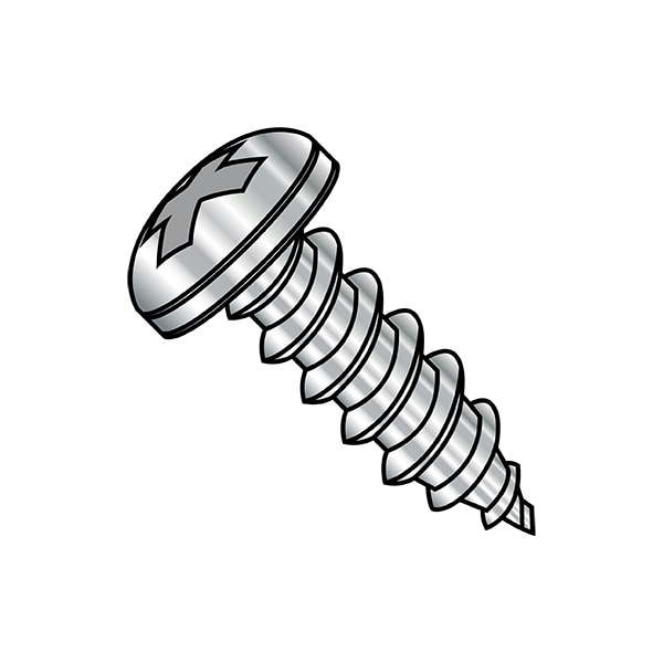 Sheet Metal Screw, #4-24 x 1-1/4 in, Stainless Steel Pan Head Phillips Drive, 5000 PK