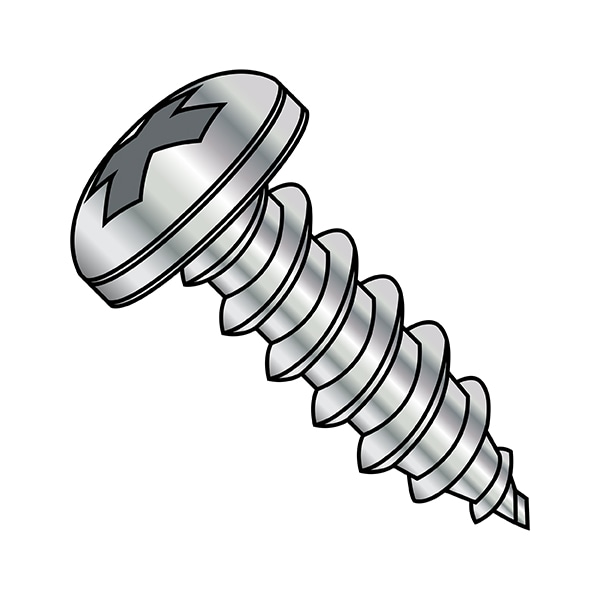 Sheet Metal Screw, #8 x 1/2 in, Nickel Plated Stainless Steel Pan Head Phillips Drive, 10000 PK