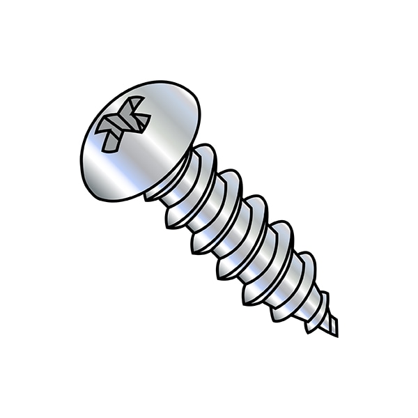 Sheet Metal Screw, #5-20 x 1/2 in, Zinc Plated Stainless Steel Round Head Phillips Drive, 10000 PK