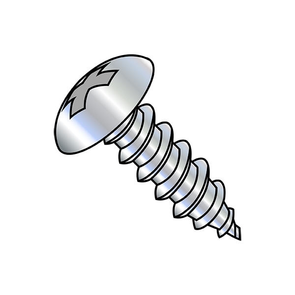 Sheet Metal Screw, #4-24 x 1/4 in, Zinc Plated Stainless Steel Truss Head Phillips Drive, 10000 PK