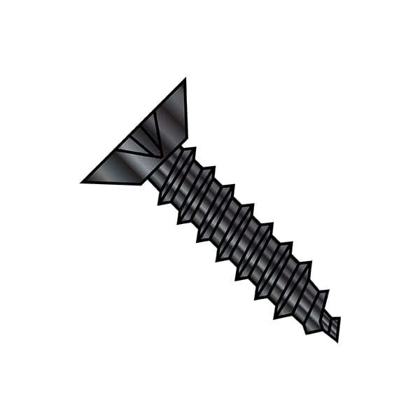 Sheet Metal Screw, #8-18 x 3/8 in, Zinc Black Steel Flat Head Phillips Drive, 10000 PK