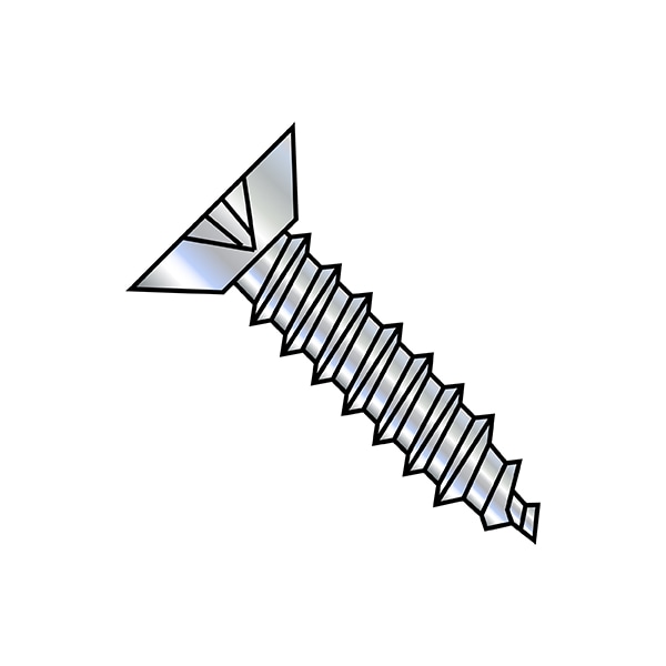 Sheet Metal Screw, #3-28 x 1/2 in, Zinc Plated Stainless Steel Flat Head Phillips Drive, 10000 PK