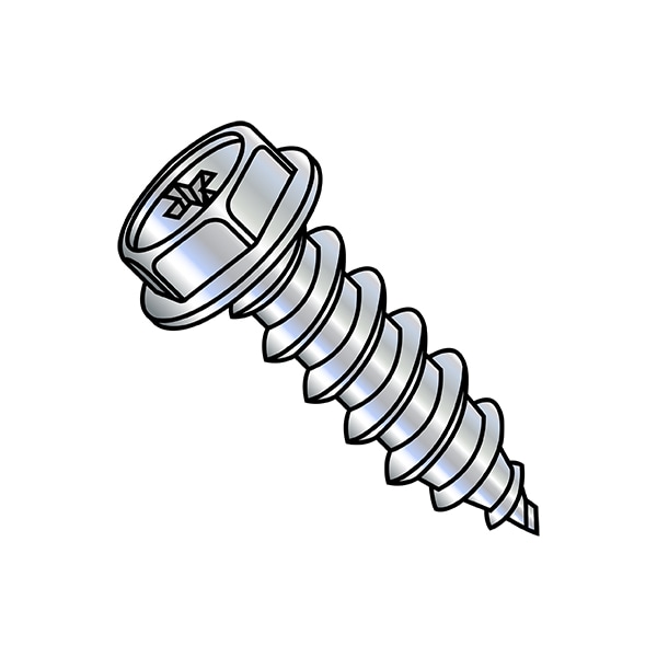 Sheet Metal Screw, #6-20 x 1/2 in, Zinc Plated Stainless Steel Flange Hex Head Phillips Drive