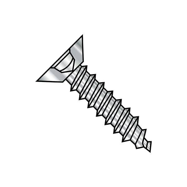 Sheet Metal Screw, #10-16 x 1/2 in, Plain 18-8 Stainless Steel Flat Head Square Drive, 4000 PK