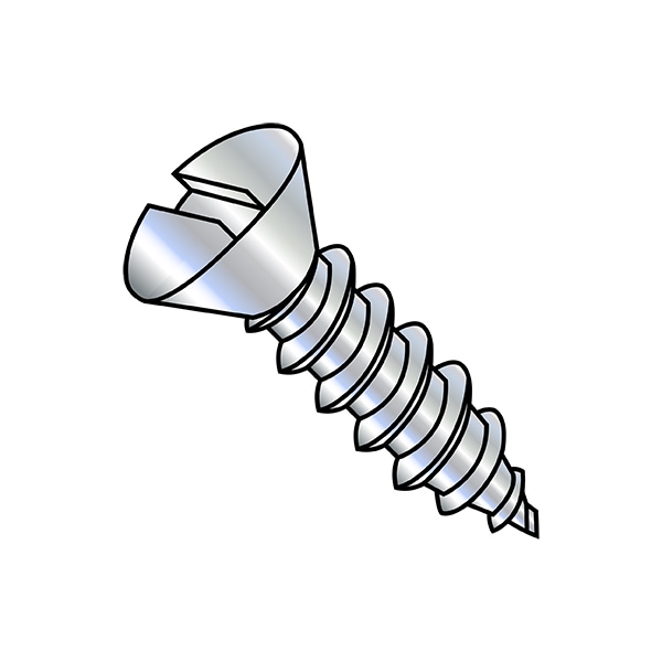 Sheet Metal Screw, #6-20 x 1 in, Zinc Plated Steel Oval Head Slotted Drive, 9000 PK