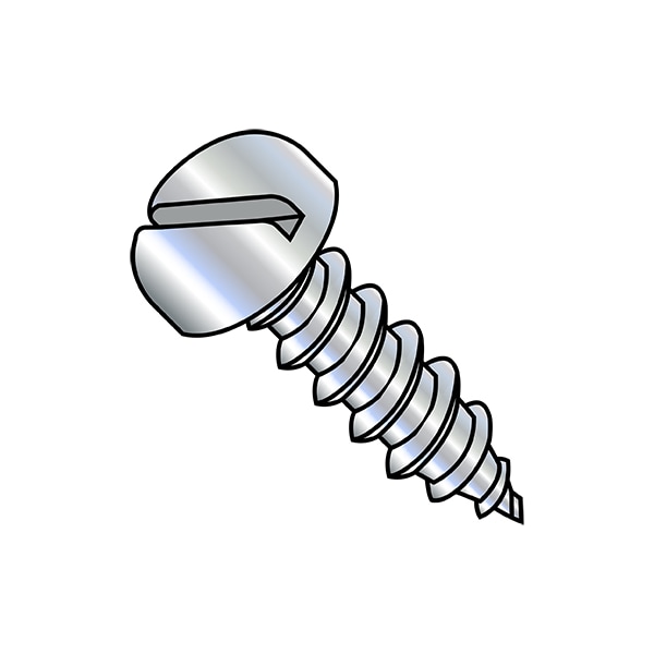 Sheet Metal Screw, #8-18 x 5/8 in, Zinc Plated Stainless Steel Pan Head Slotted Drive, 9000 PK