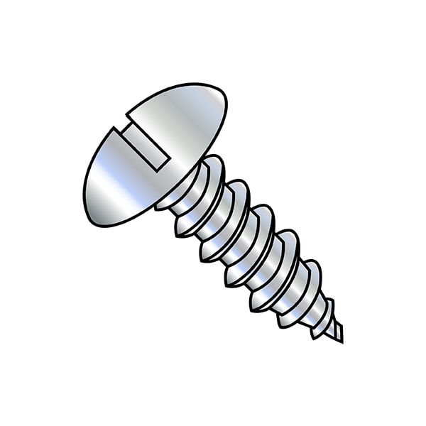 Sheet Metal Screw, #10-16 x 1/2 in, Zinc Plated Steel Truss Head Slotted Drive, 6000 PK