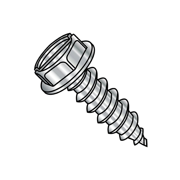 Self-Drilling Screw, 5/16"-12 x 1-1/2 in, Plain 18-8 Stainless Steel Flange Hex Head 500 PK