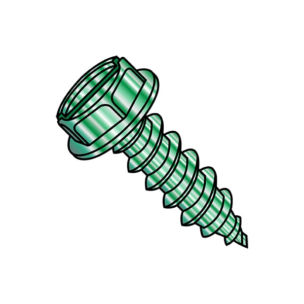 Sheet Metal Screw, #8-18 x 3/8 in, Zinc Plated Stainless Steel Flange Hex Head External Hex Drive