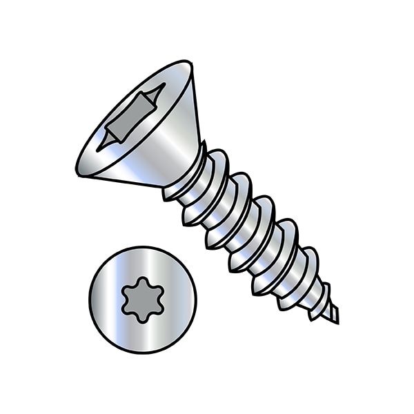 Thread Forming Screw, 1/4"-14 x 1-1/4 in, Zinc Plated Steel Flat Head Torx Drive, 2500 PK