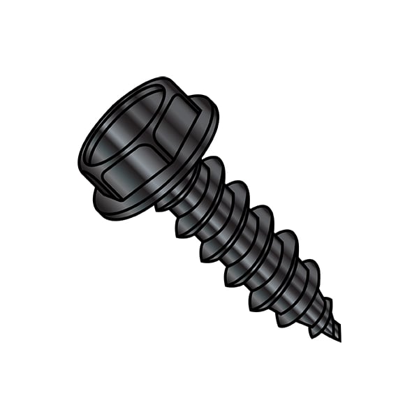 Thread Cutting Screw, 5/16"-12 x 1-1/4 in, Black Steel Hex Head Hex Drive, 1000 PK